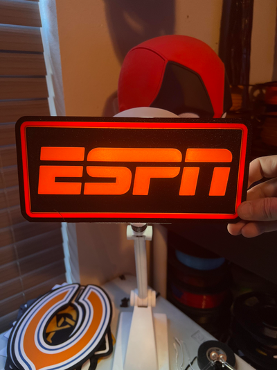 espn logo guidato lampada by codyinbody3 arte segni loghi gli sport calcio baseball pallacanestro futbol televisione luce lightbox 3d print model - Mito3D