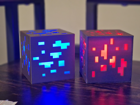 minecraft diamond ore cube lamp led tealight remixed by babodad household decor tea light gaming 3d print model - Mito3D