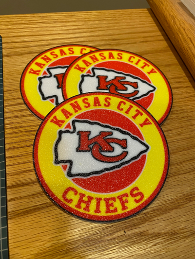 kansas city chiefs coaster set of 4 by cybr3d hobby & diy sport outdoors football beverage beer soda pro 3d print model - Mito3D