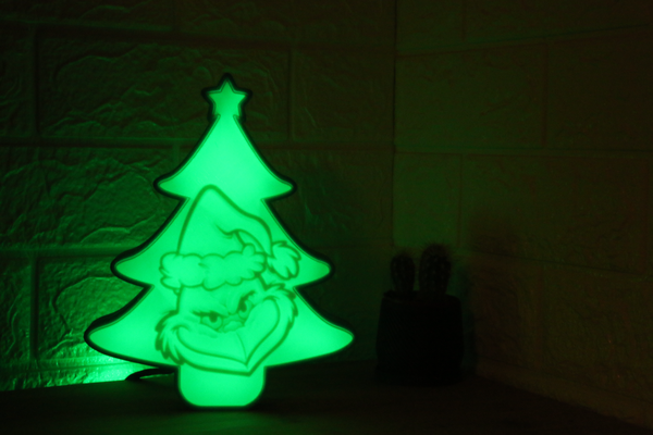 verde árvore caixa luz by 3dprintingprojects arte modelos conduziu luminária ledpam grinch 3d print model - Mito3D