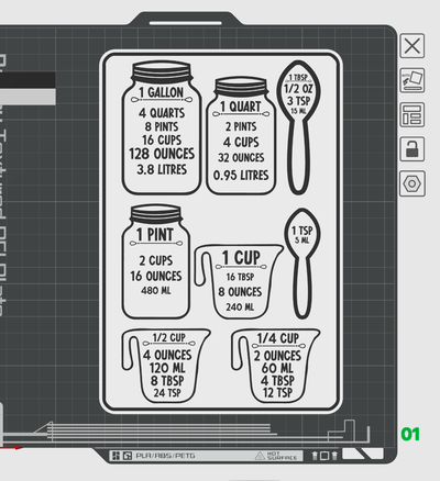 kitchen conversion chart 3 by thor3d art signs & logos 3d print model - Mito3D