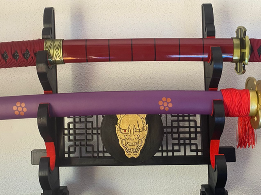 verdreifachen katana stand dämon zoro a1 mini by yume projekte requisiten cosplays replik waffe stück anime manga japan japanisch halter unterstützung schwert asien asiatisch klinge jägerin oni muster gadget haus design stil technologie montieren versammlung montage erforderlich naruto cosplay zubehörteil benutzerdefiniert 3d print model - Mito3D