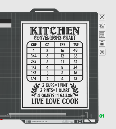 kitchen conversion chart 10 by thor3d art signs & logos 3d print model - Mito3D