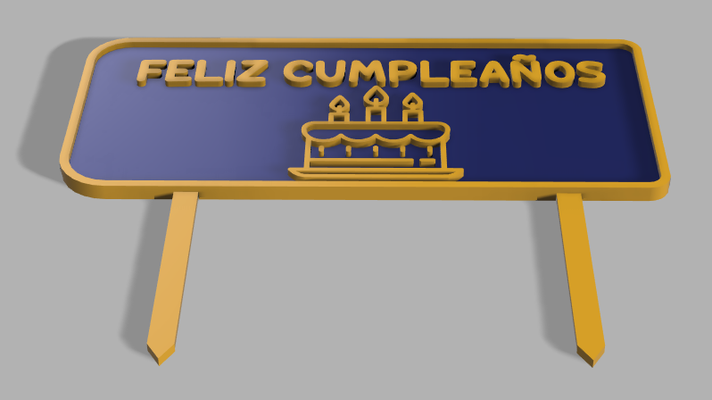 caketopper feliz cumpleaños by 3dprintingprojects arte modelos bolo preparado decoracion 3d print model - Mito3D