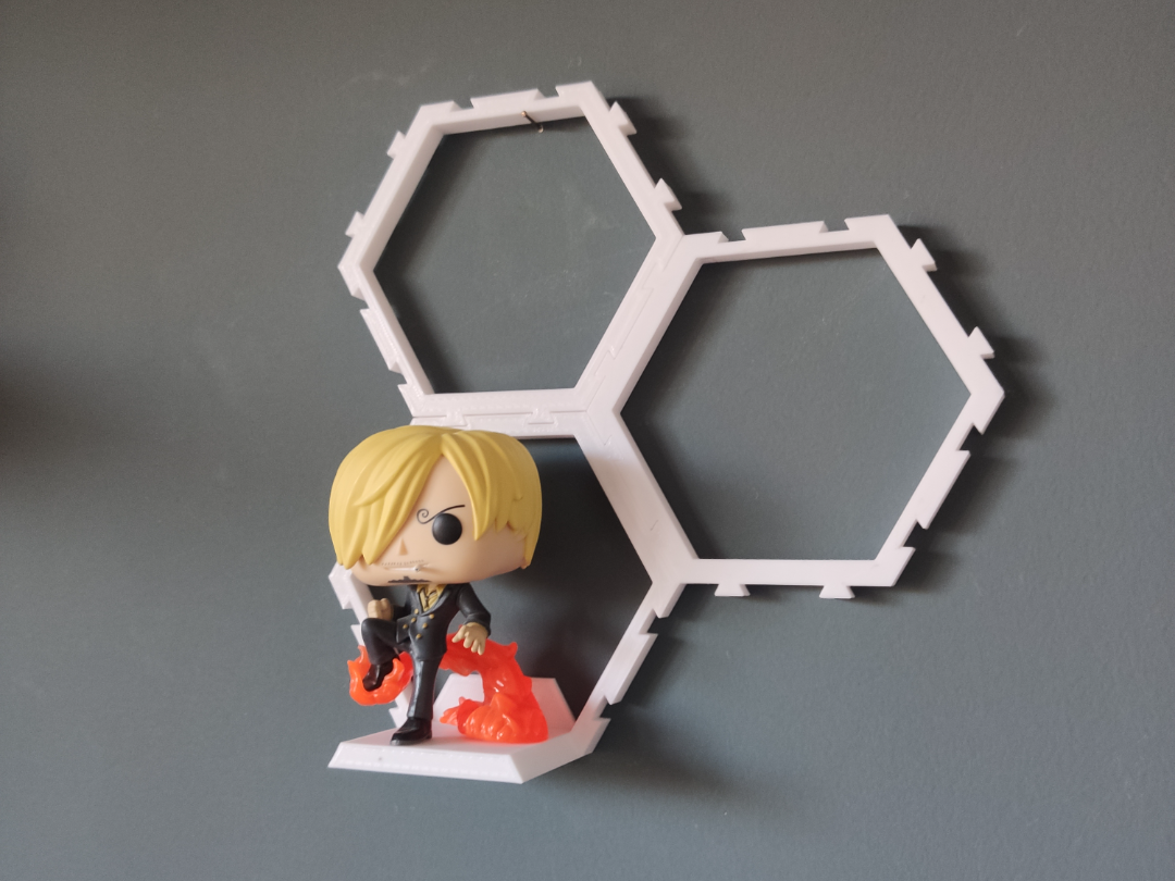 bienenwabe system standard regal bienenstock funko pop by yume projekte miniaturen unterstützung wandhalterung funko halter modular mauer design dekor anzeige gadget miniatur zahl haus spielzimmer zimmer schlafzimmer exagon sechseckig hexagon lager 3D print model - Mito3D