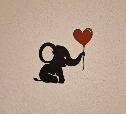 pared arte elefante globo by cubierta 2d corazón 3d print model - Mito3D