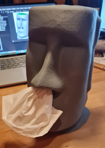 moai tejido dispensador remezclado by dobainier arte esculturas caja 3d print model - Mito3D