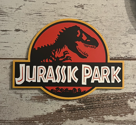 jurassic park badge fan art swap at layer height by ian smalley - hueforge coin & badges multicolor logo multicolour filamentswap filamentpainting 3d print model - Mito3D