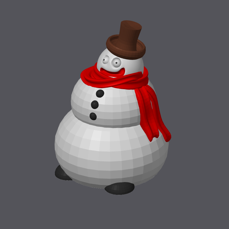 coloré heureux bonhomme neige remixé by markell miniatures créatures mignonne chapeau noël écharpe homme 3D print model - Mito3D