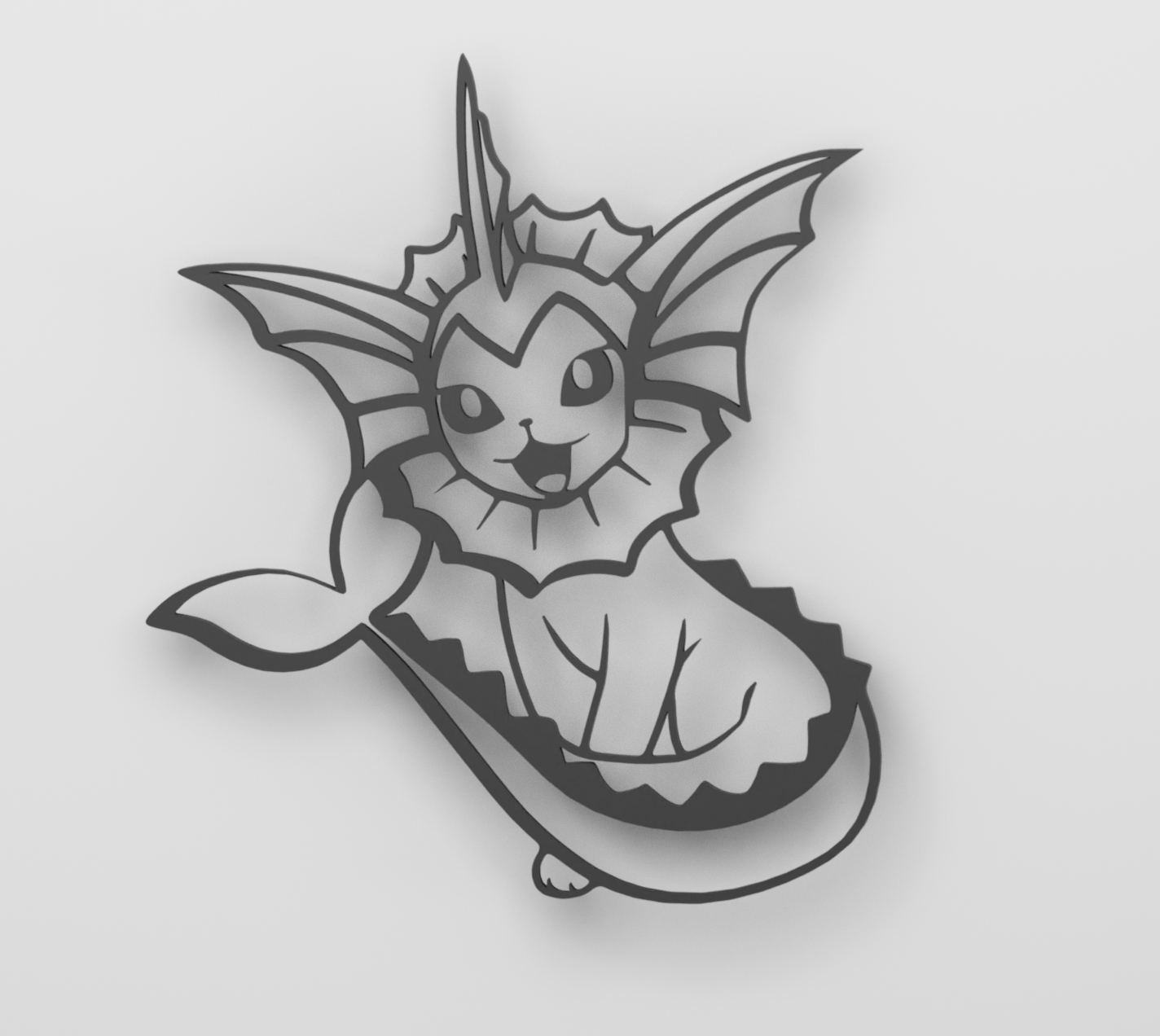 vaporeon wall deco outline by snk3dd miniatures creatures pokemon eevee decoration 3D print model - Mito3D