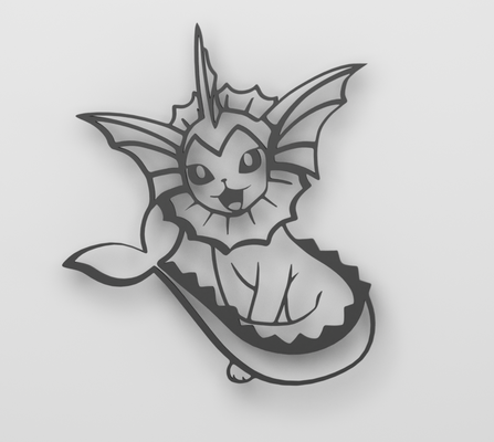 vaporeon parede deco esboço by snk3dd miniaturas criaturas pokémon eevee decoração 3d print model - Mito3D