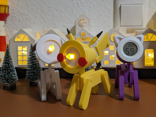 tealight creatures cosplay costume - pikachu by g w toys & games characters pika pokemon led articulated creature articulate articulatedanimal 3d print model - Mito3D