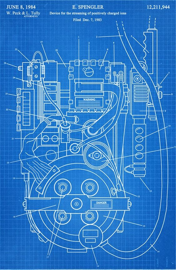 geisterjäger entwurf mauer kunst 2d by 3d druckt woche geist buster film klassisch spiel zimmer theater höhle proton pack hutschmiede multi farbe tauschen 3D print model - Mito3D