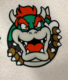 bowser 2d mauer kunst by melkin03 mario 3D print model - Mito3D