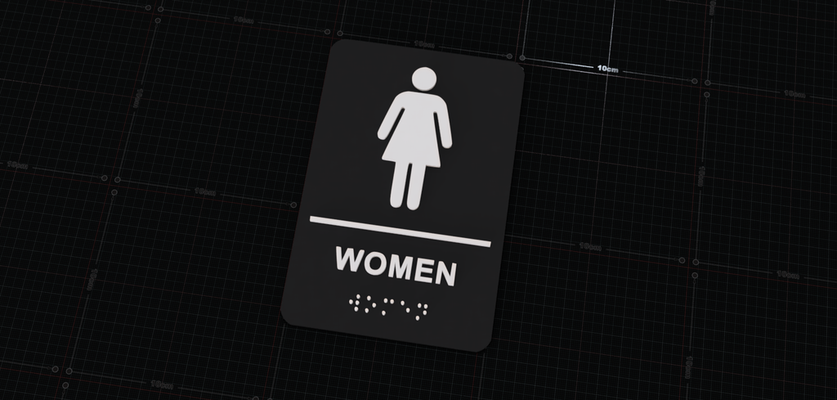 women restroom sign braille by ntalekt art signs & logos bathroom thingiverse bathroomsign restrooms 3d print model - Mito3D