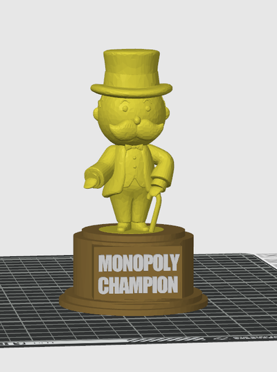 monopoly champion trophy by pixeldotgrafx toys & games board gaming winner champ 3d print model - Mito3D