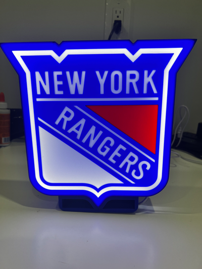 york rangers light box by sthompson984 art signs & logos nhl led lamp hockey 3d print model - Mito3D