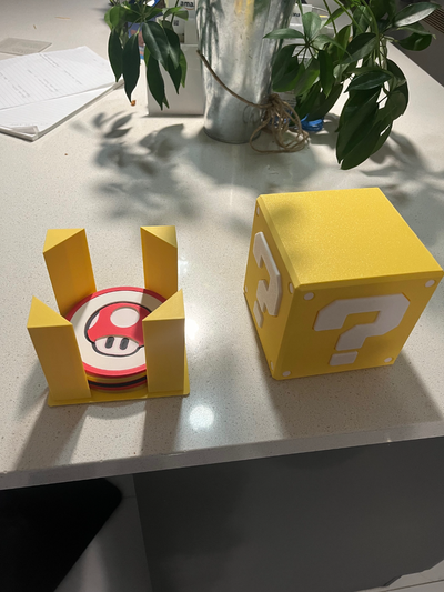 super mario untersetzer box einstellen x5 by tommy gewehr haushalt haus modelle halter unterstützung frage kennzeichen block lager boite sous verre sousverre 3d print model - Mito3D