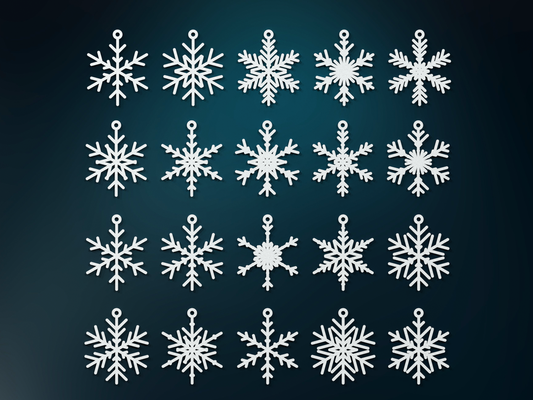 weihnachten ornamente einstellen snowflakes 3 by trigger737 haushalt dekor ornamentset schnee schneeflocke dekoration glücklich winter weiß 3d print model - Mito3D