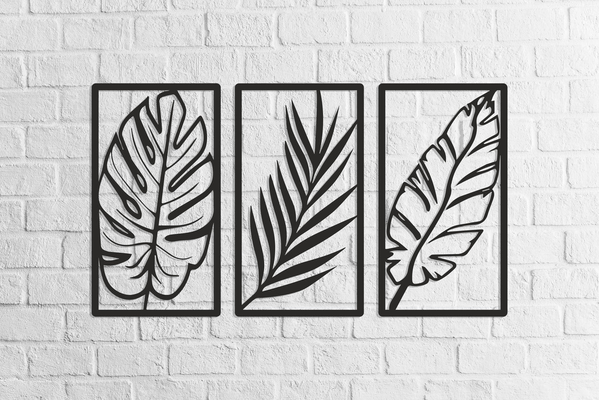 wall art - 3 leafs by maegu 2d tattoo leaf 3in1 3d print model - Mito3D