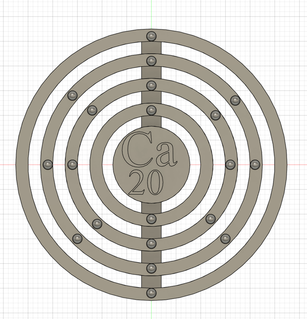 bohr model calcium atom by rowdypheasants education biology chemistry science math physics molecule atoms einstein chemical oppenheimer 3D print model - Mito3D