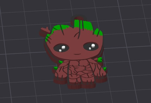 groot color bleed face up keychain necklace charm remixed by dominator334 fashion jewelry key keyring ring rings keyrings keychains guardian of galaxy chain chains kid kids child children ams ready boy girl boys girls gift gifts happy 3d print model - Mito3D