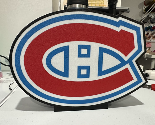 montreal canadiens logo light box stand by igmiller art signs & logos nhl hockey 3d print model - Mito3D