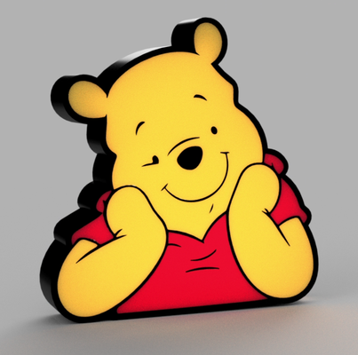 winnie pooh conduziu luminária by beeee 3d arte sinais logotipos ursinho pooh desenho animado tv televisão filme filmes crianças criança tigre leitão eeyore lâmpada led luz caixa 3d print model - Mito3D