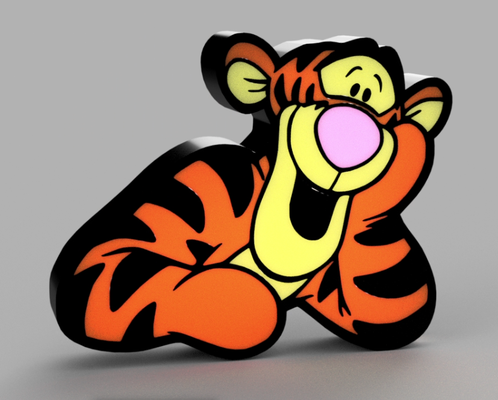 tigger led lámpara by escarabajo 3d arte señales logos winnie pooh winnie the pooh niño niños niñito libro historia tv televisión película películas lámpara led ligero caja ligera 3d print model - Mito3D