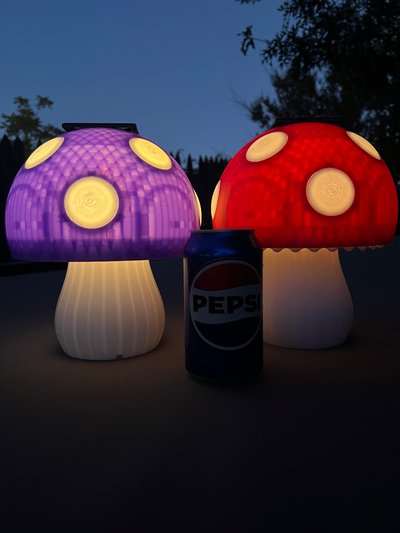 solar mushroom lamp yard ornament remixed by pennyd household garden powered art gift lighting idea petg mom 3d print model - Mito3D