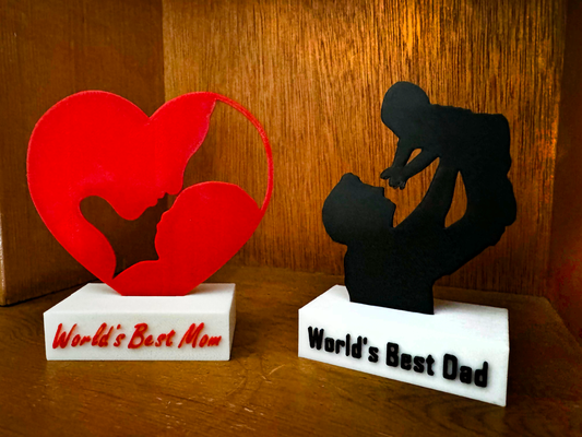 welt mama papa trophäen topper schlüssel farbe veränderung by kopp3d haushalt dekor trophäe nummer liebe herz vater mutter vaters baby kind dekoration geschenk 3d print model - Mito3D