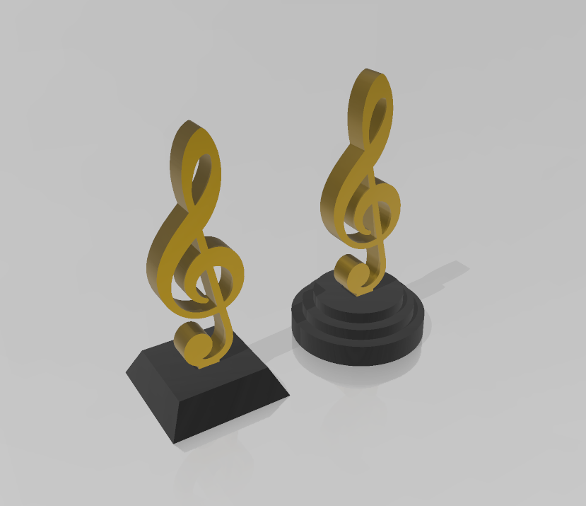 semplice facile stampa musica trofeo by arance arte modelli tazza premio nota suono musicista alti chiave concorso vincitore 3D print model - Mito3D