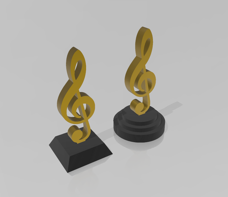 simples fácil impressão música troféu by laranja arte modelos copo prêmio nota som músico triplo clave concurso vencedora 3d print model - Mito3D