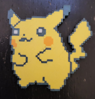 pikachu pixel arte by epo 3d 2d pokemon pixelart 3d print model - Mito3D