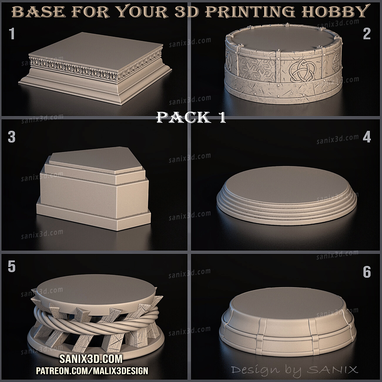 bases paquete 1 files superhéroes sanix3d 3D print model - Mito3D