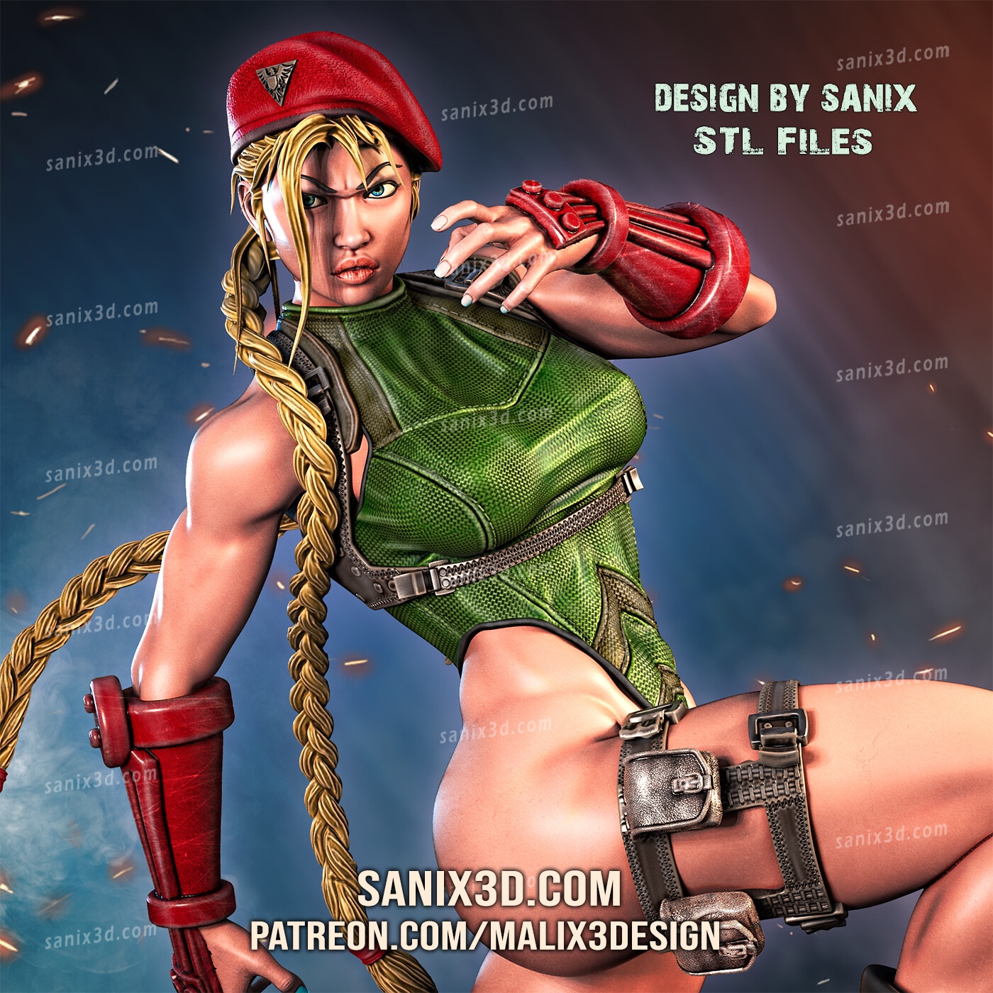 cammy rua lutador files Super heróis sanix3d 3D print model - Mito3D