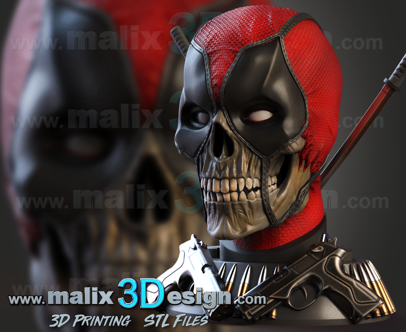 deadpool bust - 3d printingfiles superheroes sanix3d 3D print model - Mito3D
