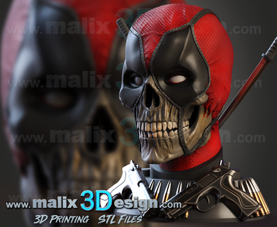 Deadpool büst 3d baskı dosyaları süper kahramanlar sanix3d 3d print model - Mito3D