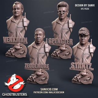 chasseurs fantômes 4 busts files super héros sanix3d 3d print model - Mito3D