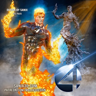 human torch fantastic -files superheroes sanix3d 3d print model - Mito3D