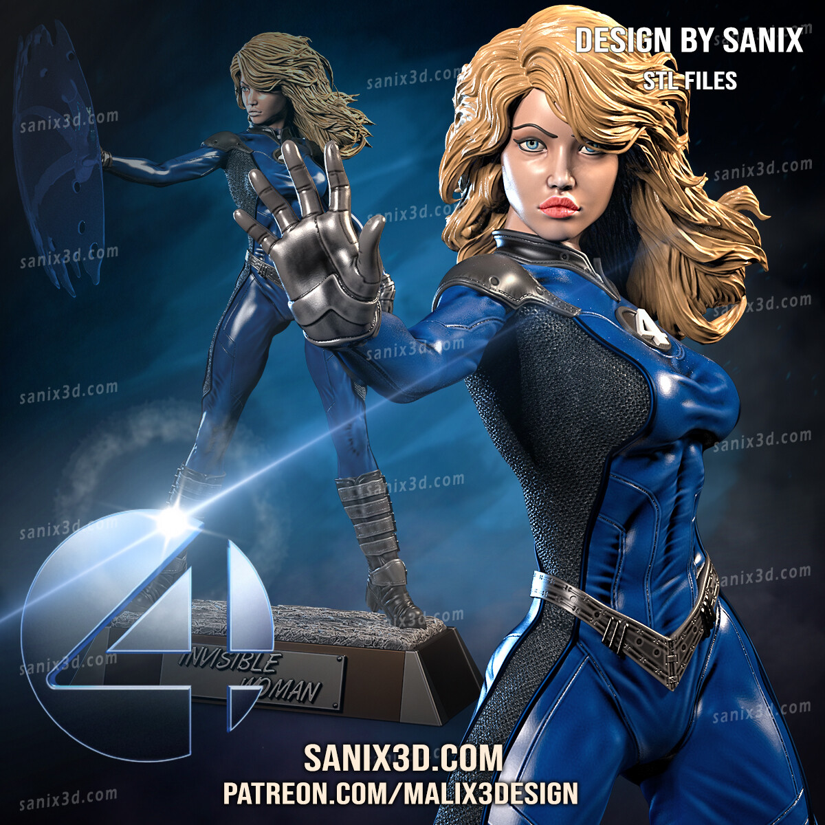 görünmez Kadın fantastik files süper kahramanlar sanix3d 3D print model - Mito3D