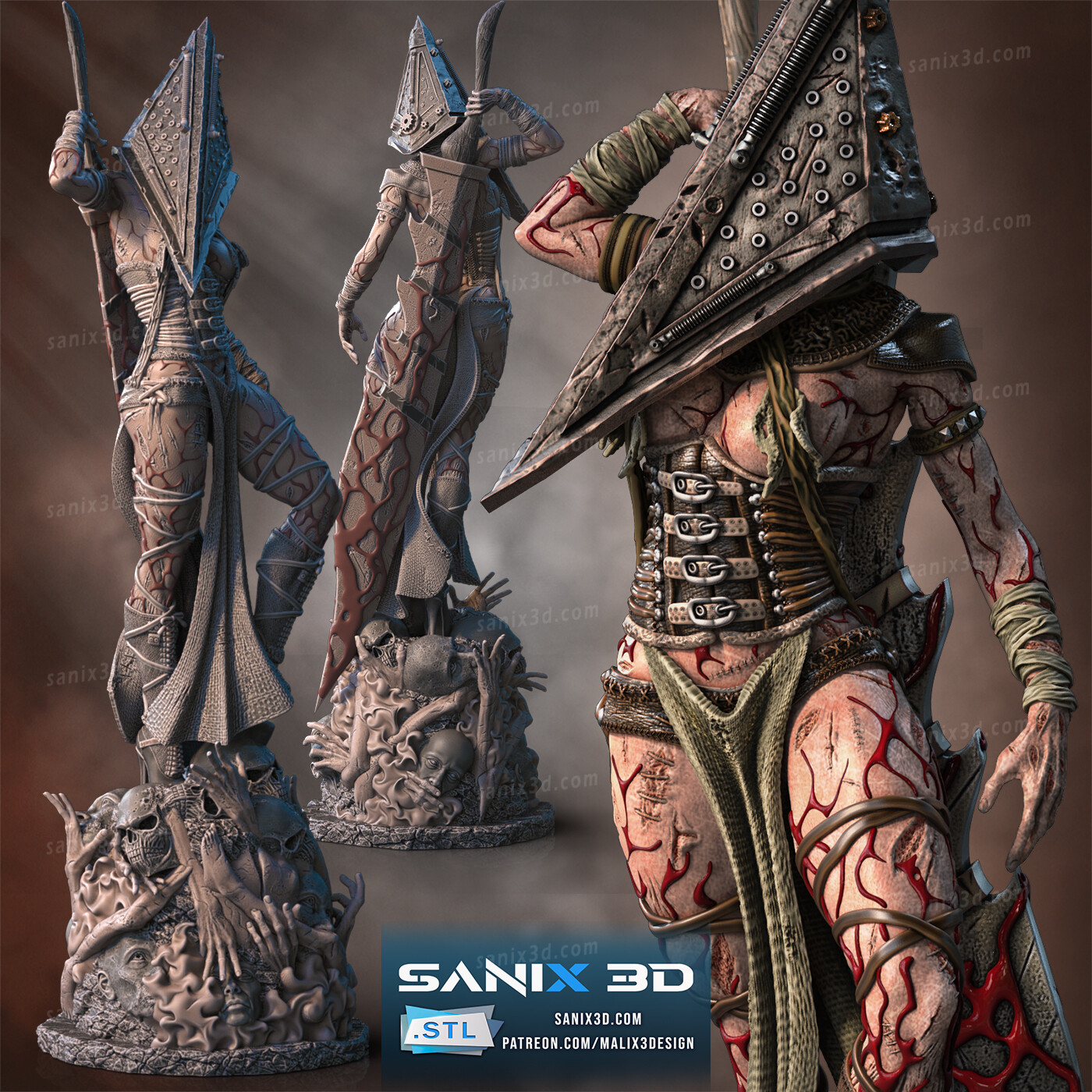 lady pyramid head silent hill -files superheroes sanix3d 3D print model - Mito3D