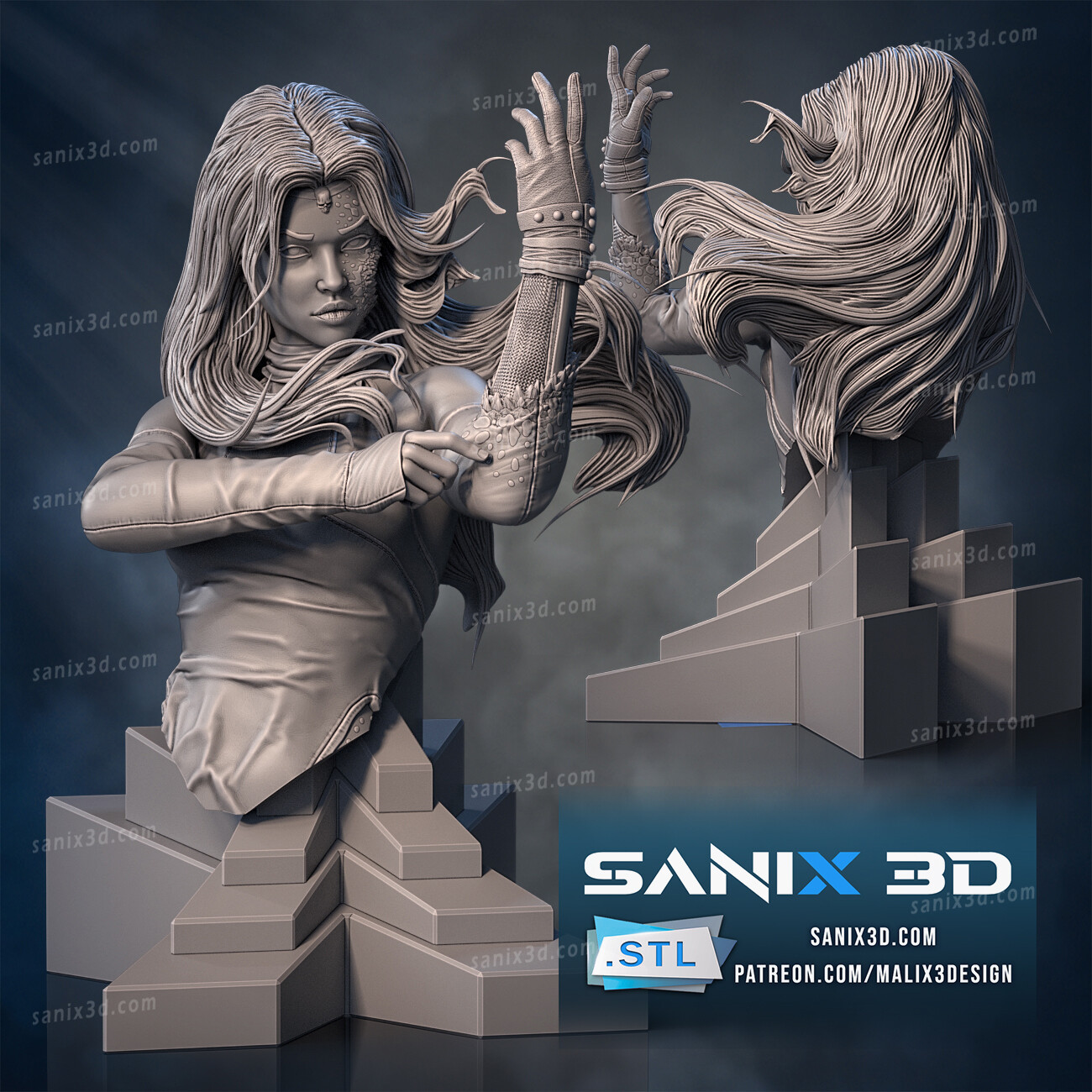mystique x-men bust -files superheroes sanix3d 3D print model - Mito3D