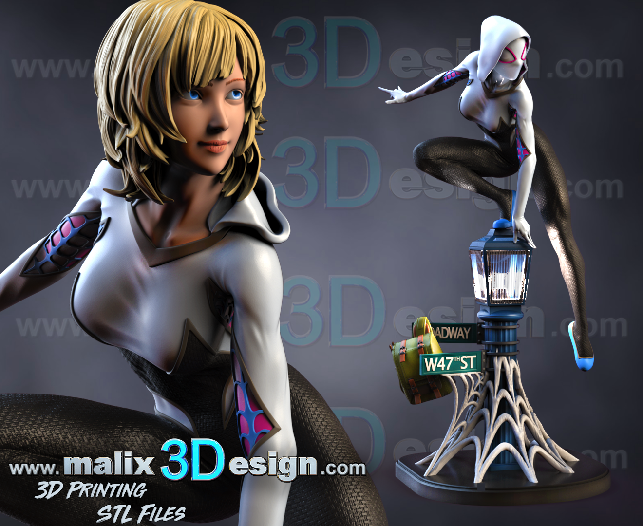 araignée Gwen 3d fichiers 39 impression super héros sanix3d 3D print model - Mito3D