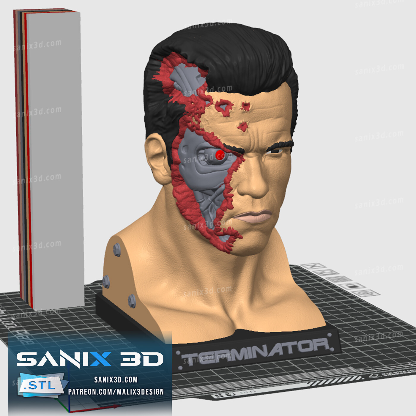 terminator bust - color 3d printing 3mf file superheroes sanix3d 3D print model - Mito3D