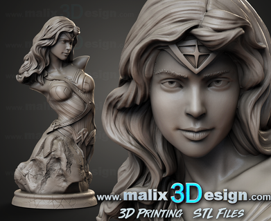 wonder woman bust -file 3d printing superheroes sanix3d 3d print model - Mito3D