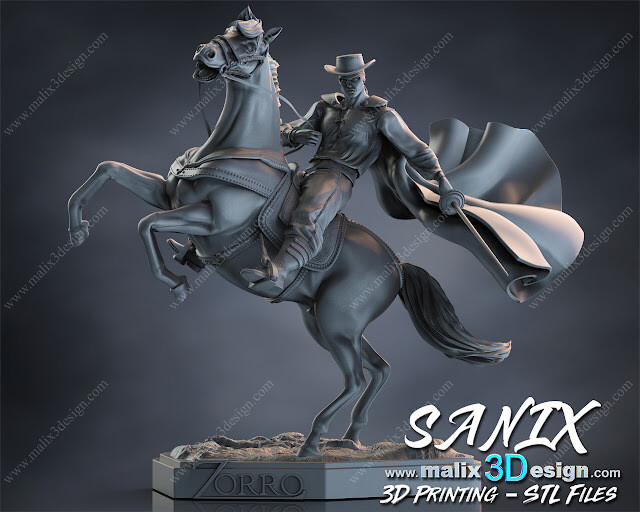 zorro 3d impressão modelo Super heróis sanix3d 3D print model - Mito3D