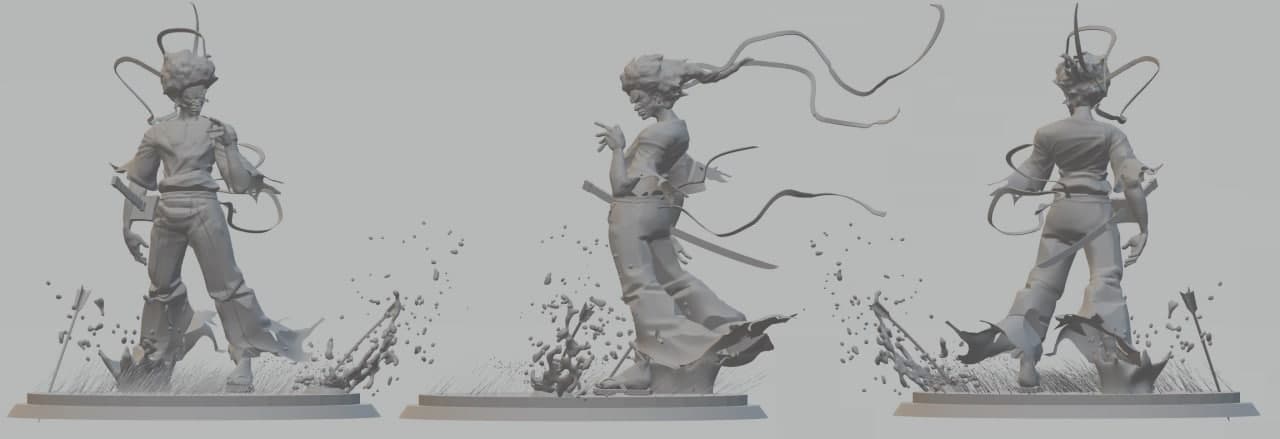 afro samurai anime 3D print model - Mito3D
