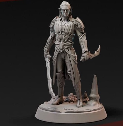 drow guerrero masculino juegos 3D print model - Mito3D