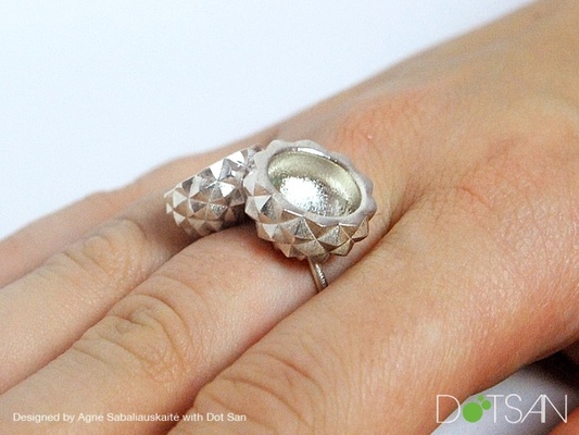 bellota tazas anillo aniversario otoño cumpleaños naturaleza roble semilla plata bosque joyería joya anillos 3d print model - Mito3D